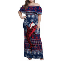 Samoa Manuia Le Kirisimasi Family Matching Off Shoulder Maxi Dress and Hawaiian Shirt Samoan Fishing Tribal Pattern Christmas Vibe LT9 - Wonder Print Shop