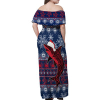 Samoa Manuia Le Kirisimasi Family Matching Off Shoulder Maxi Dress and Hawaiian Shirt Samoan Fishing Tribal Pattern Christmas Vibe LT9 - Wonder Print Shop