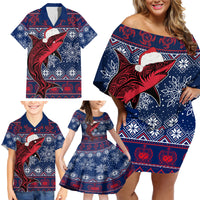 Samoa Manuia Le Kirisimasi Family Matching Off Shoulder Short Dress and Hawaiian Shirt Samoan Fishing Tribal Pattern Christmas Vibe LT9 - Wonder Print Shop