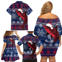 Samoa Manuia Le Kirisimasi Family Matching Off Shoulder Short Dress and Hawaiian Shirt Samoan Fishing Tribal Pattern Christmas Vibe LT9 - Wonder Print Shop