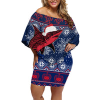 Samoa Manuia Le Kirisimasi Family Matching Off Shoulder Short Dress and Hawaiian Shirt Samoan Fishing Tribal Pattern Christmas Vibe LT9 - Wonder Print Shop