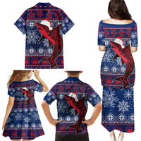 Samoa Manuia Le Kirisimasi Family Matching Puletasi Dress and Hawaiian Shirt Samoan Fishing Tribal Pattern Christmas Vibe - Wonder Print Shop