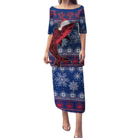 Samoa Manuia Le Kirisimasi Family Matching Puletasi Dress and Hawaiian Shirt Samoan Fishing Tribal Pattern Christmas Vibe - Wonder Print Shop