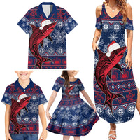 Samoa Manuia Le Kirisimasi Family Matching Summer Maxi Dress and Hawaiian Shirt Samoan Fishing Tribal Pattern Christmas Vibe - Wonder Print Shop