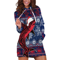 Samoa Manuia Le Kirisimasi Hoodie Dress Samoan Fishing Tribal Pattern Christmas Vibe - Wonder Print Shop