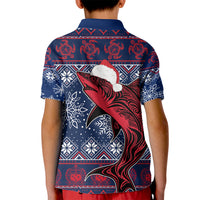 Samoa Manuia Le Kirisimasi Kid Polo Shirt Samoan Fishing Tribal Pattern Christmas Vibe - Wonder Print Shop