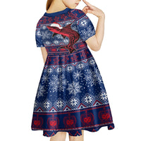 Samoa Manuia Le Kirisimasi Kid Short Sleeve Dress Samoan Fishing Tribal Pattern Christmas Vibe - Wonder Print Shop