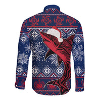 Samoa Manuia Le Kirisimasi Long Sleeve Button Shirt Samoan Fishing Tribal Pattern Christmas Vibe - Wonder Print Shop