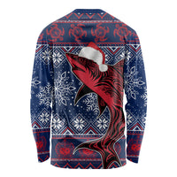 Samoa Manuia Le Kirisimasi Long Sleeve Shirt Samoan Fishing Tribal Pattern Christmas Vibe - Wonder Print Shop