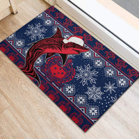 Samoa Manuia Le Kirisimasi Rubber Doormat Samoan Fishing Tribal Pattern Christmas Vibe - Wonder Print Shop