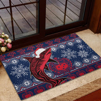 Samoa Manuia Le Kirisimasi Rubber Doormat Samoan Fishing Tribal Pattern Christmas Vibe - Wonder Print Shop