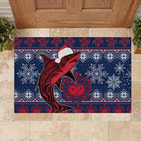 Samoa Manuia Le Kirisimasi Rubber Doormat Samoan Fishing Tribal Pattern Christmas Vibe - Wonder Print Shop