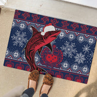 Samoa Manuia Le Kirisimasi Rubber Doormat Samoan Fishing Tribal Pattern Christmas Vibe - Wonder Print Shop