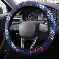 Samoa Manuia Le Kirisimasi Steering Wheel Cover Samoan Fishing Tribal Pattern Christmas Vibe - Wonder Print Shop