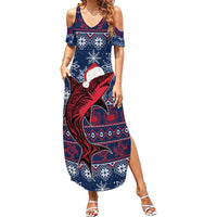 Samoa Manuia Le Kirisimasi Summer Maxi Dress Samoan Fishing Tribal Pattern Christmas Vibe - Wonder Print Shop