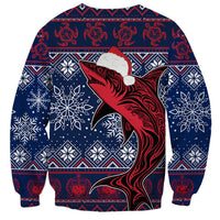 Samoa Manuia Le Kirisimasi Sweatshirt Samoan Fishing Tribal Pattern Christmas Vibe - Wonder Print Shop
