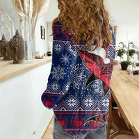 Samoa Manuia Le Kirisimasi Women Casual Shirt Samoan Fishing Tribal Pattern Christmas Vibe - Wonder Print Shop