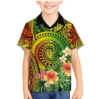 Polynesia Family Matching Mermaid Dress and Hawaiian Shirt Pasifika Tribal with Tropical Flowers LT9 - Wonder Print Shop