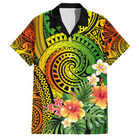 Polynesia Family Matching Puletasi Dress and Hawaiian Shirt Pasifika Tribal with Tropical Flowers - Wonder Print Shop