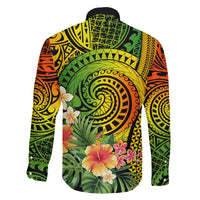 Polynesia Family Matching Puletasi Dress and Hawaiian Shirt Pasifika Tribal with Tropical Flowers - Wonder Print Shop
