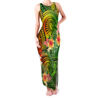 Polynesia Family Matching Tank Maxi Dress and Hawaiian Shirt Pasifika Tribal with Tropical Flowers - Wonder Print Shop