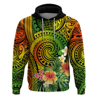 Polynesia Hoodie Pasifika Tribal with Tropical Flowers - Wonder Print Shop