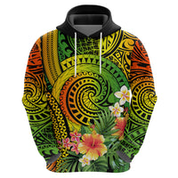 Polynesia Hoodie Pasifika Tribal with Tropical Flowers - Wonder Print Shop