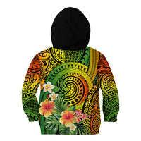 Polynesia Kid Hoodie Pasifika Tribal with Tropical Flowers - Wonder Print Shop