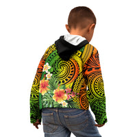 Polynesia Kid Hoodie Pasifika Tribal with Tropical Flowers - Wonder Print Shop