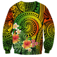 Polynesia Sweatshirt Pasifika Tribal with Tropical Flowers - Wonder Print Shop