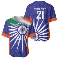 India Cricket Custom Baseball Jersey Ashoka Chakra with Flag Style LT9 - Wonder Print Shop