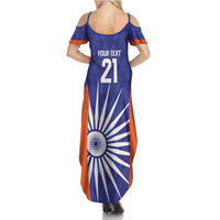 India Cricket Custom Family Matching Summer Maxi Dress and Hawaiian Shirt Ashoka Chakra with Flag Style - Wonder Print Shop
