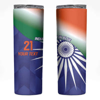 India Cricket Custom Skinny Tumbler Ashoka Chakra with Flag Style - Wonder Print Shop