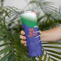 India Cricket Custom Skinny Tumbler Ashoka Chakra with Flag Style - Wonder Print Shop