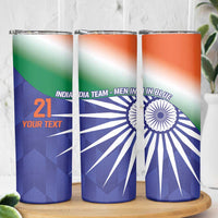 India Cricket Custom Skinny Tumbler Ashoka Chakra with Flag Style - Wonder Print Shop