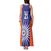 India Cricket Custom Tank Maxi Dress Ashoka Chakra with Flag Style - Wonder Print Shop