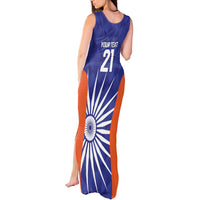 India Cricket Custom Tank Maxi Dress Ashoka Chakra with Flag Style - Wonder Print Shop