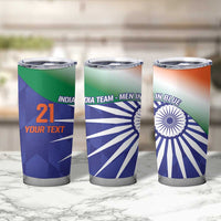 India Cricket Custom Tumbler Cup Ashoka Chakra with Flag Style - Wonder Print Shop