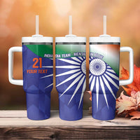 India Cricket Custom Tumbler With Handle Ashoka Chakra with Flag Style - Wonder Print Shop