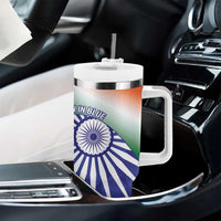 India Cricket Custom Tumbler With Handle Ashoka Chakra with Flag Style - Wonder Print Shop