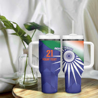 India Cricket Custom Tumbler With Handle Ashoka Chakra with Flag Style - Wonder Print Shop