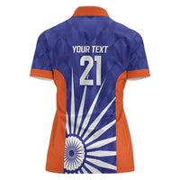 India Cricket Custom Women Polo Shirt Ashoka Chakra with Flag Style - Wonder Print Shop