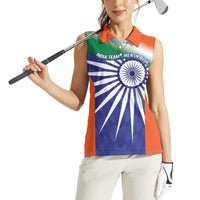 India Cricket Custom Women Sleeveless Polo Shirt Ashoka Chakra with Flag Style - Wonder Print Shop