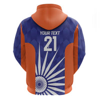 India Cricket Custom Zip Hoodie Ashoka Chakra with Flag Style - Wonder Print Shop