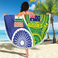 India Vs Australian Cricket Custom Beach Blanket Ashoka Chakra and Aboriginal Together LT9 - Wonder Print Shop