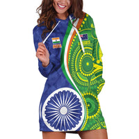 India Vs Australian Cricket Custom Hoodie Dress Ashoka Chakra and Aboriginal Together - Wonder Print Shop