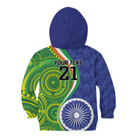 India Vs Australian Cricket Custom Kid Hoodie Ashoka Chakra and Aboriginal Together - Wonder Print Shop