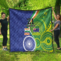 India Vs Australian Cricket Custom Quilt Ashoka Chakra and Aboriginal Together - Wonder Print Shop