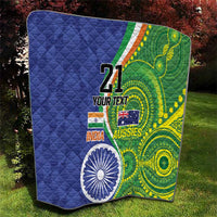 India Vs Australian Cricket Custom Quilt Ashoka Chakra and Aboriginal Together - Wonder Print Shop