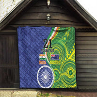 India Vs Australian Cricket Custom Quilt Ashoka Chakra and Aboriginal Together - Wonder Print Shop